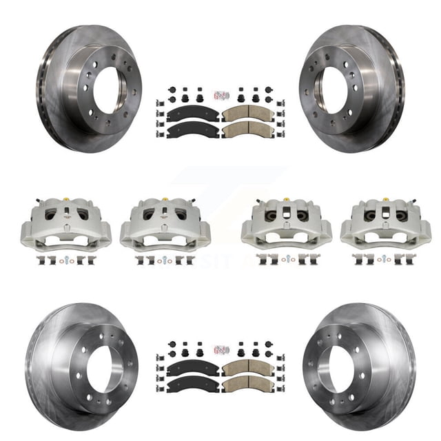 Transit Auto Front Rear Disc Brake Caliper Rotors and Ceramic Pads Kit (10Pc) for Car GMC Chevrolet Sierra 2500 HD Silverado 3500 Suburban KC8-101816N
