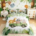 thumbnail image 2 of Manfei Cute Lion Elephant King Size Comforter Sets, Zoo TruckAnimal Comforters King Size, White Sage, Polkadot Reversible, 3 Pieces, 1 Comforter and 2 Pillowcases, 2 of 7