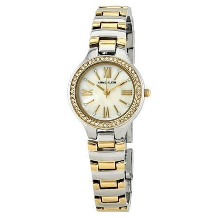 Anne Klein Tie - Anne Klein Crystal White Mother of Pearl Dial Ladies Watch AK/3195MPTT