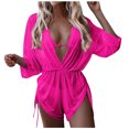 thumbnail image 2 of Women's Bikini Set Three Piece Lace Up High Waist Sexy Swimsuit with Removable Bra Pads No Underwire for Beach Vacation,Hot Pink,L, 2 of 5