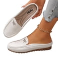 thumbnail image 3 of Mules for Women Soft Comfortable Orthopedic Leather Shoes Fashion Slip On Stitched Flat-Soled Casual Backless Loafers with Cute Bow, 37, 3 of 7