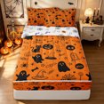 thumbnail image 2 of Feelyou Halloween Ghost Tombstone Zipper Twin Comforter Sets with Fitted Sheet and 2 Pillowcases, Spooky Black Cat Skull Zipper Bedding Set, Orange, Halloween Reversible, 4pcs, 2 of 7
