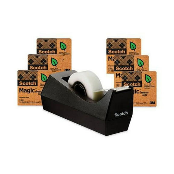 Scotch Magic Greener Tape with C38 Dispenser 1" Core, 0.75" x 75 ft, Clear, 6/Pack