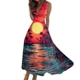 thumbnail image 1 of Robes d'Été pour Femmes Colorées, Fluides, Décontractées, Sans Manches, Robes Maxi, Tenue de Plage Hawaïenne avec Encolure en V, 1 of 5