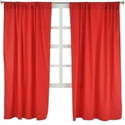 Tadpoles Basics Set of 2 Curtain Panels, Solid Red, 63"