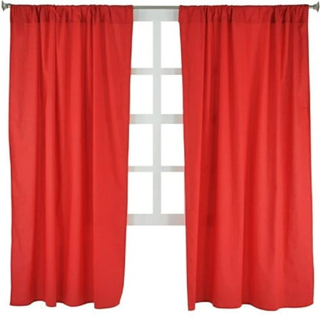 Tadpoles Basics Set of 2 Curtain Panels, Solid Red, 63"