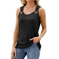 thumbnail image 4 of SLADYGLO Women Crew Neck Sleeveless Circular Shoulder Strap Texted Tank Top, 4 of 7