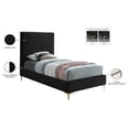 thumbnail image 4 of Meridian Furniture Geri Black Velvet Twin Bed with Gold and Chrome Legs Included, 4 of 5