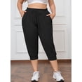 thumbnail image 5 of SHOWMALL Womens Plus Size Joggers Pants Casual Active Capri Sweatpants with Drawstring Pockets Black 2X, 5 of 7