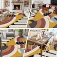 thumbnail image 5 of Geometric, Area Rug 5x7 FT, Non Slip Bedroom Throw Carpet, Abstract Black Middle Century Boho Yellow Red Stripes Washable Soft Floor Carpet Non-Shedding Rug for Dining Room Bedside Classroom Desk, 5 of 9