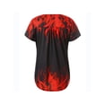 thumbnail image 3 of Sunloudy - Camiseta larga con cuello henley para mujer, camisetas de manga corta con estampado de flores, rayas, llamas y oro Sunloudy  S M L XL XXL, 3 of 8