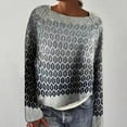 thumbnail image 2 of Cyber and Monday Deals! NAMTYQX Sweaters for Women Womens Pullover Sweaters Warm Cute Crewneck Long Sleeve Striped Relaxed Fit Light Gray Size 2XL, 2 of 5