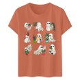 thumbnail image 4 of Halloween Shirts for Women Fashionable Floral Print Short Sleeve T Shirt For Day Celebration Round Neck Top Womens T-Shirts and Orange L, 4 of 4