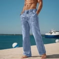 thumbnail image 2 of qelini Wide Leg Jeans for Men Elastic Waist Denim Pants Multiple Pockets Solid Color Casual Trousers, 2 of 9
