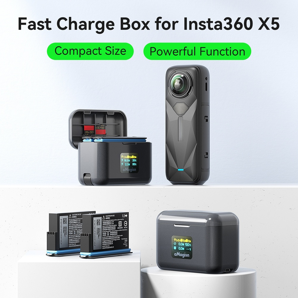 Battery Charger for Insta 360 X5 Camera Battery Charger Hub Two