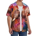 thumbnail image 4 of Honeii 's Oil Paintings of Elephants for men's short-sleeved button-up collared shirt featuring a pocket, perfect for beach vacations, and travel adventures., 4 of 5