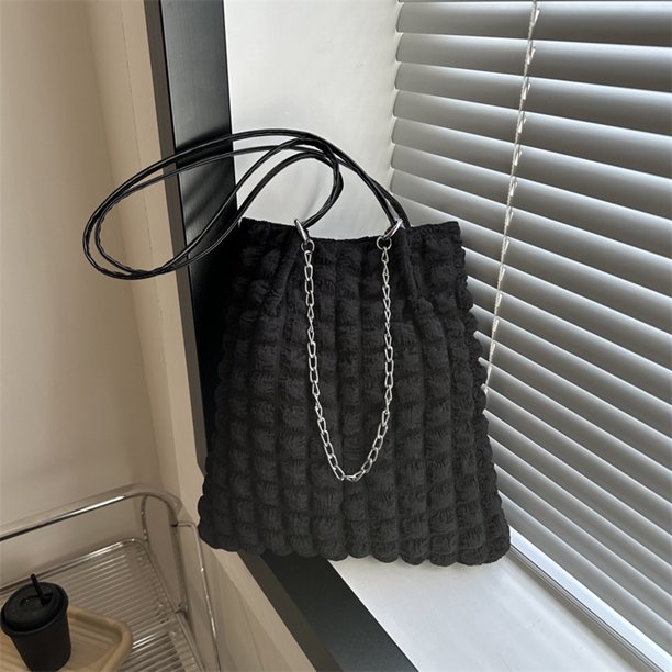 Bolso Bolso plisado Moda Shopper Color sólido Damas Simple Negro