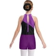 thumbnail image 2 of Aislor Girls Sleeveless Gymnastics Leotard Ballet Dance Unitard with Shorts and Hair Band Set Purple 16, 2 of 7