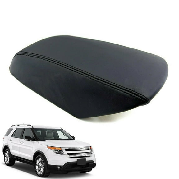 LABLT Black Leather Center Console Lid Armrest Cover Skin for Car 11-18 Ford Explorer