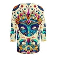 thumbnail image 5 of YABCSAZ Womens Mardi Gras Shirt New Orleans Carnival Party Long Sleeve Shirts Top 3D Funny Printed Oversized Tops,Gifts for women, 5 of 5