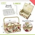thumbnail image 2 of Sewing Basket with Tulip Floral Print Design- Sewing Kit Storage Box with Removable Tray, Built-in Pin Cushion and Interior Pocket - Large - 12" x 9" x 6" - by Adolfo Design, 2 of 5