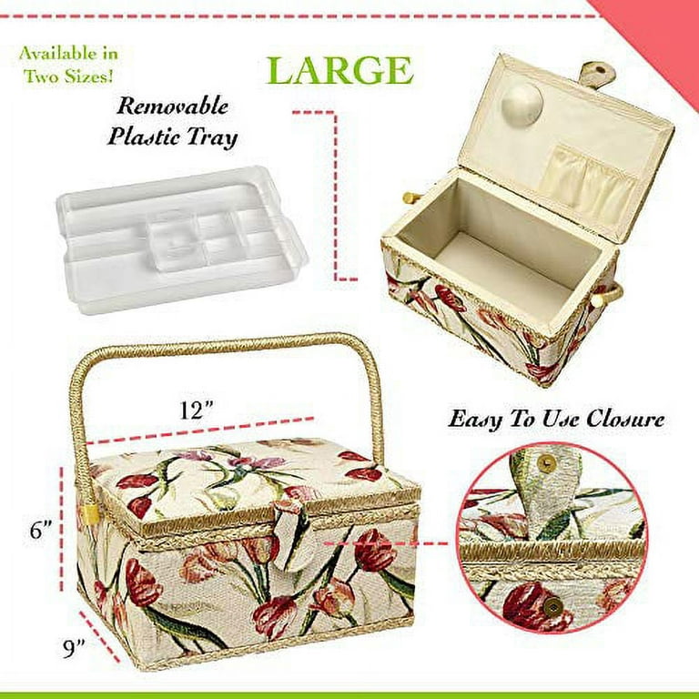 Sewing Basket, Sewing Organizer Box for Sewing Supplies and DIY Crafting  Tools Storage, Large Capacity Lightweight Portable Sewing Storage Box with