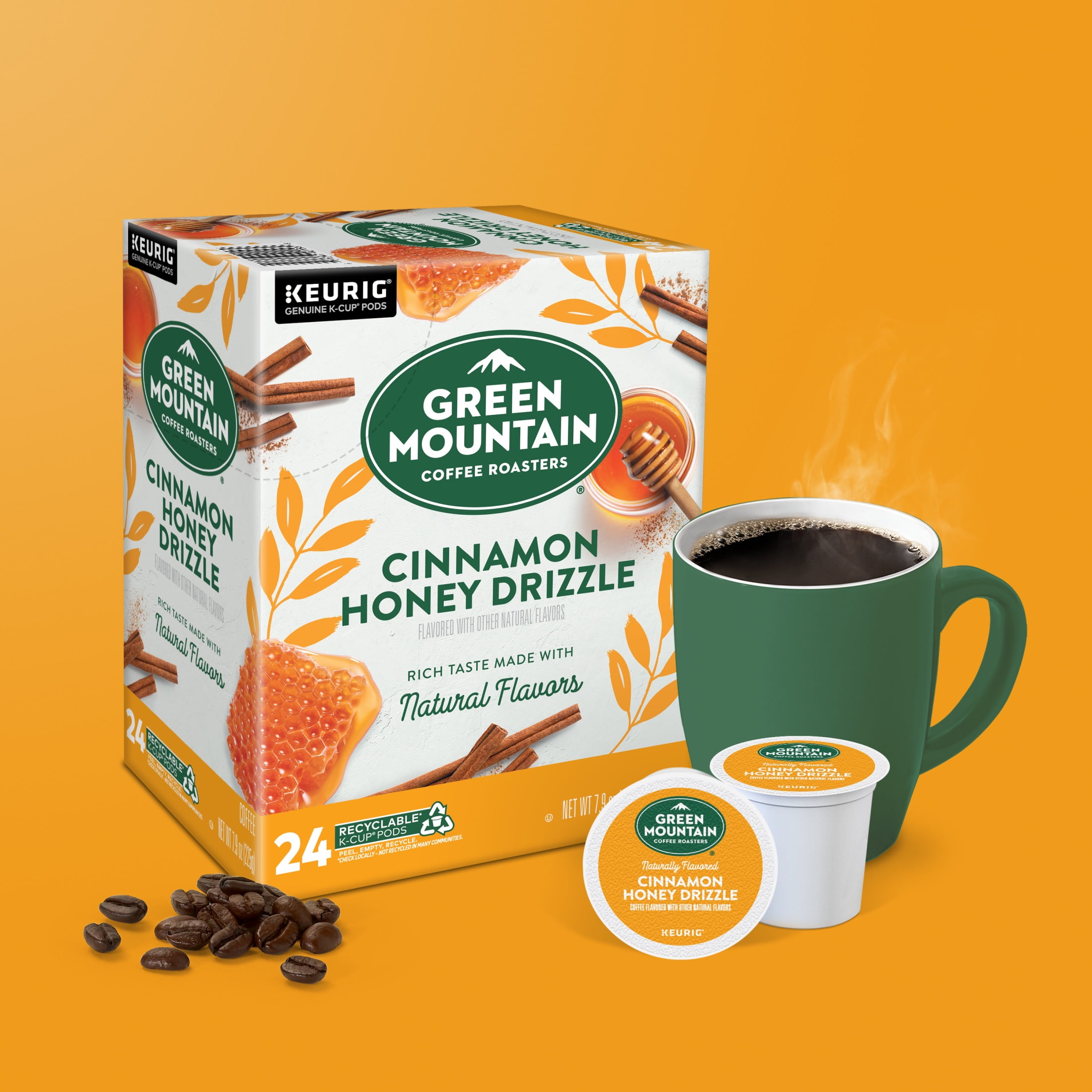 Green Mountain Coffee Roasters, Cinnamon Honey Drizzle Flavored Light Roast K-Cup Coffee Pods, 24 Count