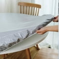 thumbnail image 2 of Round Fitted Vinyl Tablecloth with Elastic Edge 100% Waterproof Oil Proof PVC Table Cloth Wipe Clean Table Cover for Indoor and Outdoor, Light Grey, 45"- 52", 2 of 6