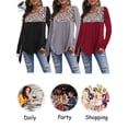thumbnail image 7 of PULLIMORE Womens Long Sleeve Crew Neck Tunic Tops Hollow Leopard Color Block Blouses Casual Loose T Shirts (2XL, Black), 7 of 7