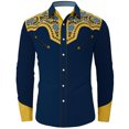 thumbnail image 4 of XIAOCHA Men's Contrast Floral Western Button-Down Shirt Long Sleeve Tailored Tops Bavarian Pub Shirts, 4 of 4