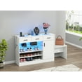 thumbnail image 6 of Modern Glass Top Shoe Cabinet with charging & LED Light,Multi Functional Shoe Rack with Bench for Entryway, Shoe Storage Island with 3 Drawers & Adjustable Shelves for Living Room,Cloakroom,Hallway, 6 of 6