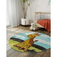 thumbnail image 3 of Unique Loom Whimsy Kids Collection Area Rug - Giraffe (7' 10" Round Blue/Ivory), 3 of 9