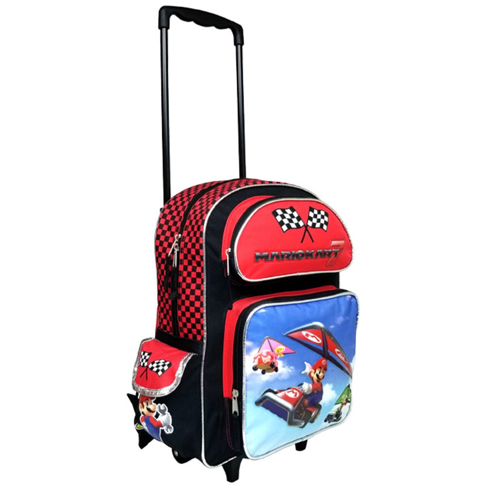Licensed Super Mario Bros. (Mario Kart) Large 16" Rolling Backpack 