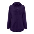 thumbnail image 4 of Women Sweatshirt Women's Solid Color Sweatshirt Women's Solid Color Zippered Hooded Longline Lined Streetwear Pullover Jacket, 4 of 6