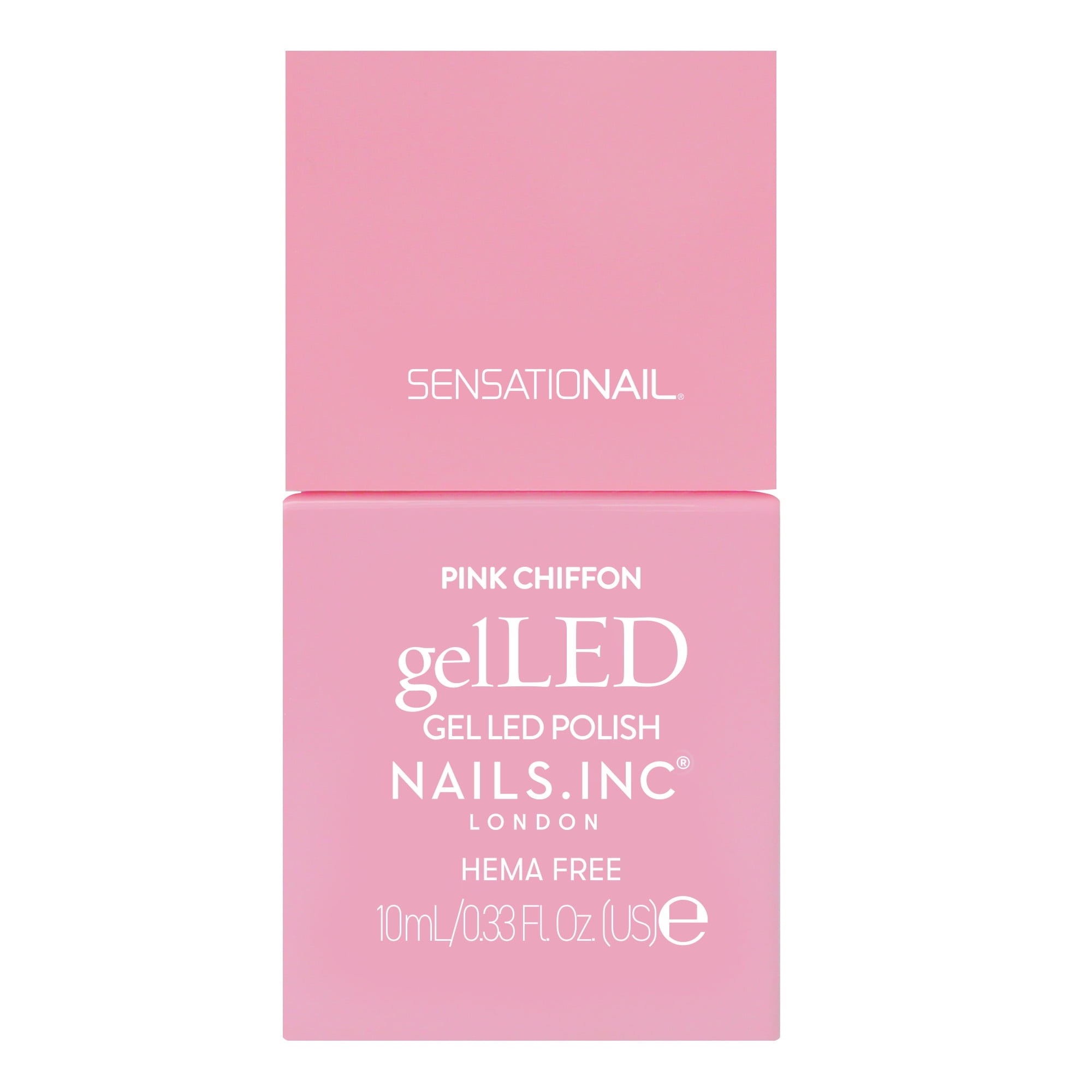 Nails.INC x Sensationail GelLED Gel Nails Manicure Starter Kit with LED Lamp, Pink Chiffon Gel Nail Polish, Manicure Tools, Primer, Base & Topcoat, 32 pieces