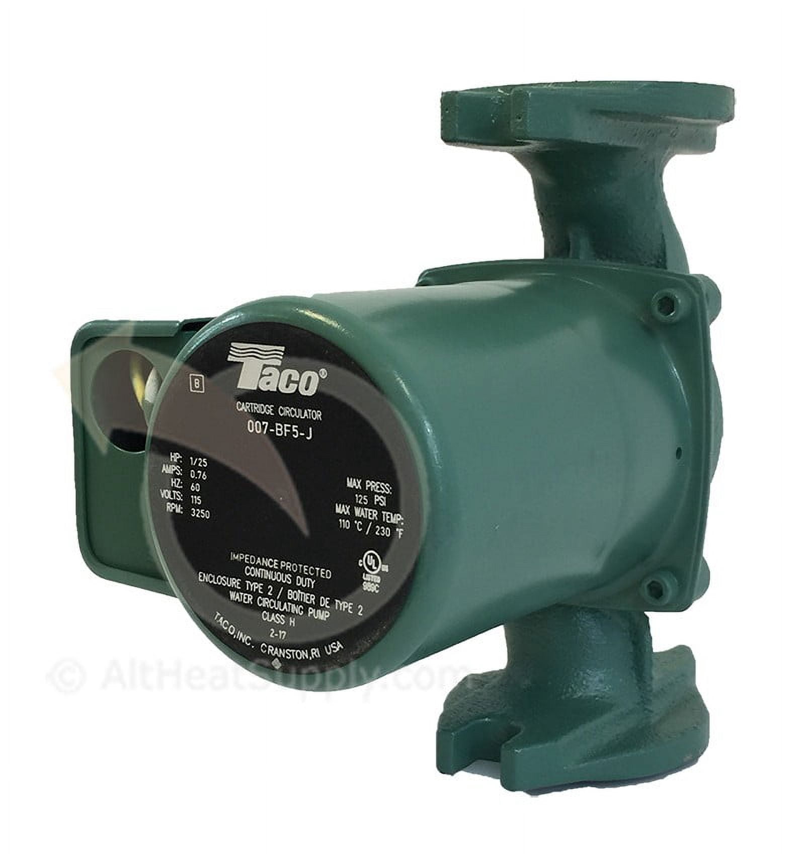 Taco 007 BF5-J, 1/25 hp, 0.76 Amp, 115 V, Green Water Recirculating Pump