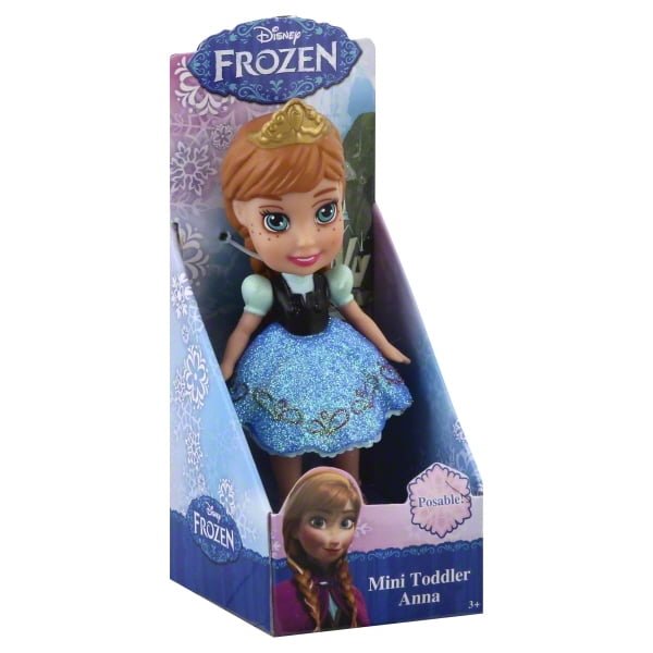 ❄️Disney Princess Mini Toddler Frozen Young Anna Mini Doll 3" Dark Blue Dress❄ 