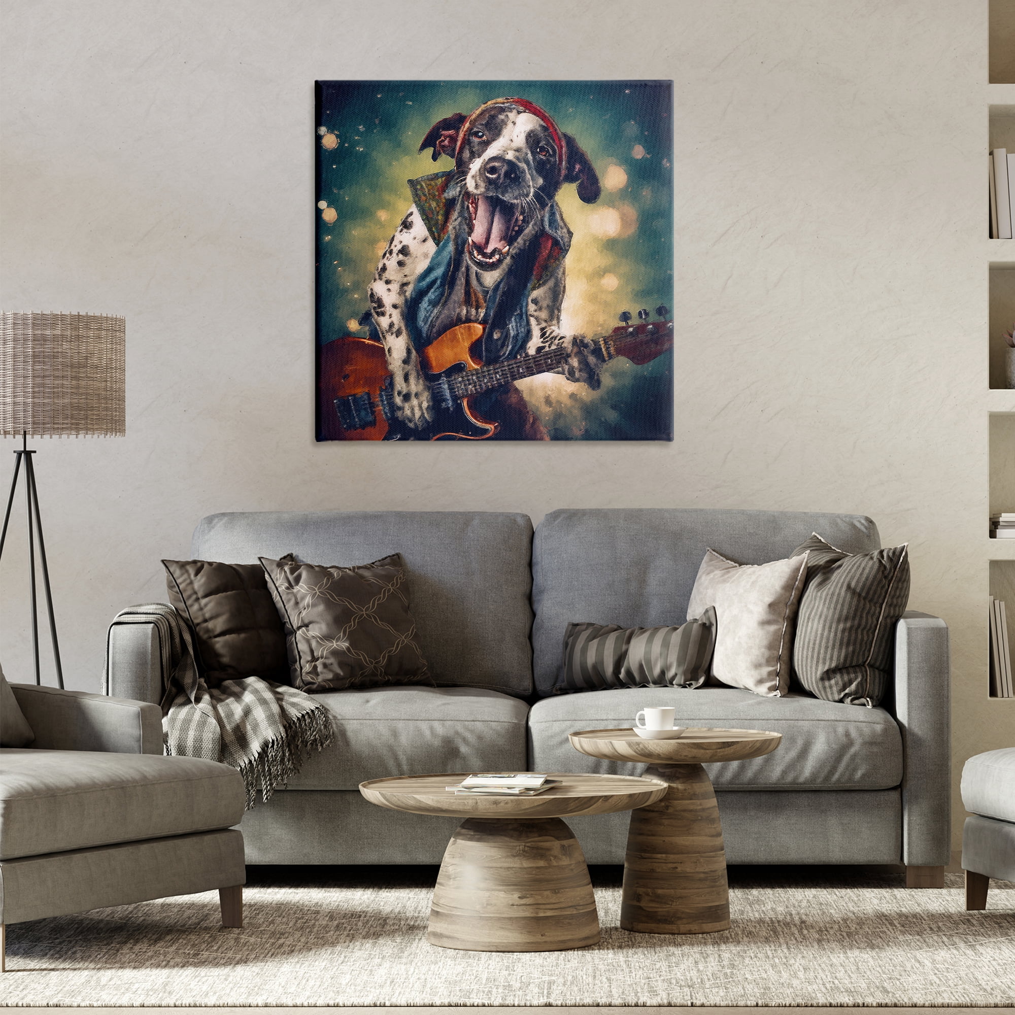 Stupell Industries Musician Dog Singing Animals Painting Wrapped Canvas Art Print Wall Art, 30 x 30