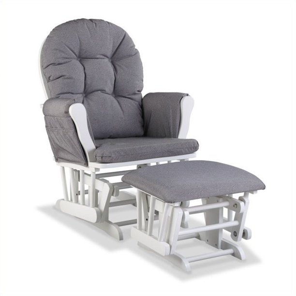 Kingfisher Lane WhiteSlate Hoop Glider with Ottoman in Gray Swirl