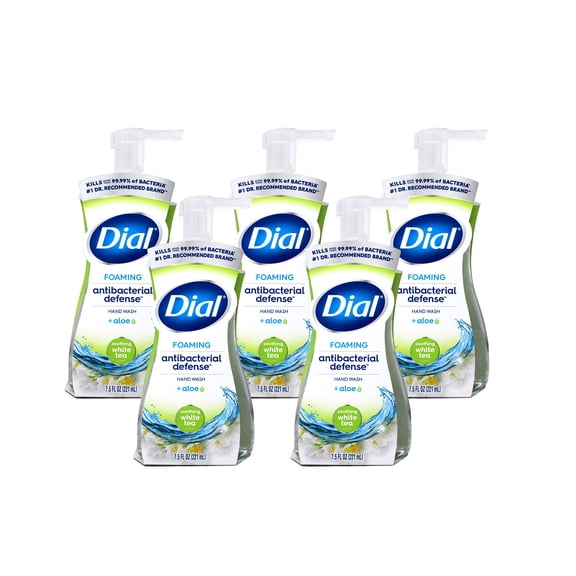 Dial Antibacterial Foaming Hand Wash, Soothing White Tea, 7.5 fl oz 5 Count