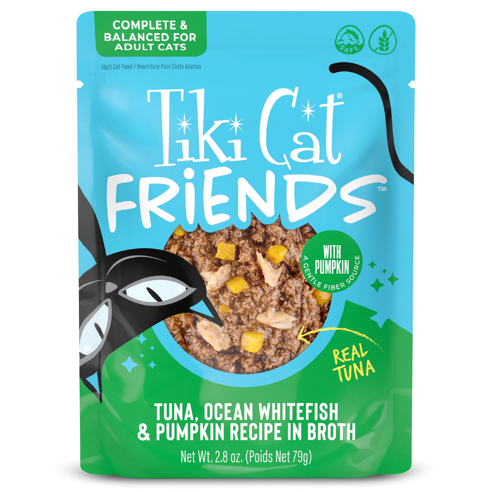 (12 pack) Tiki Cat Friends Tuna, Ocean Whitefish & Pumpkin, 2.8 oz. Pouch