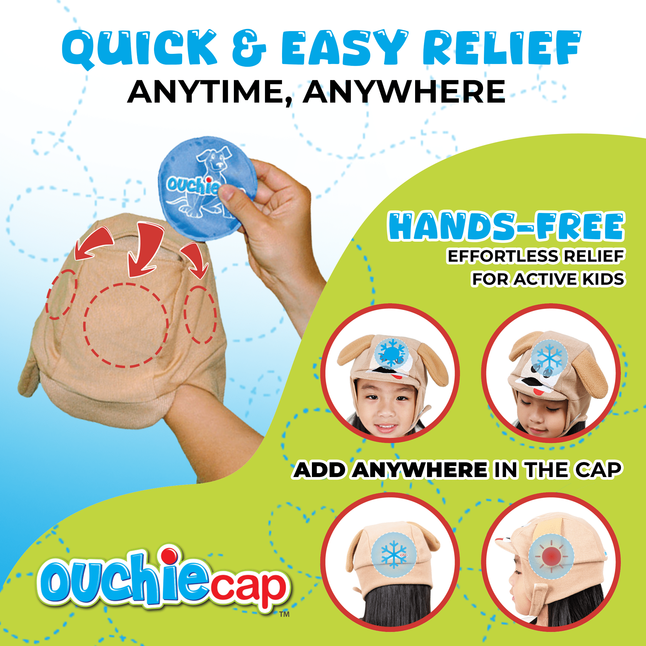 Ouchie Cap Kids Ear Ache Relief Cap, Hot/Cold Therapy