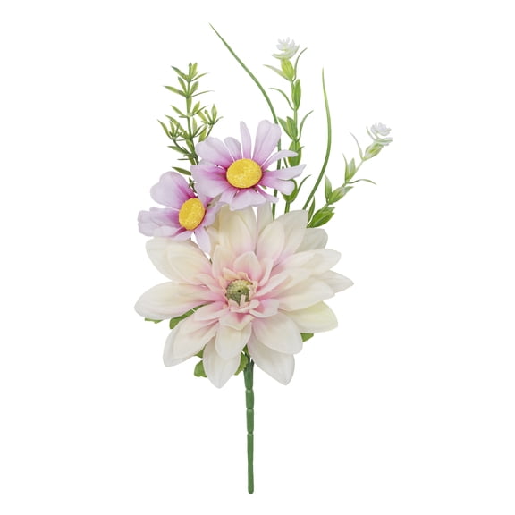 12-inch Artificial Silk Pink Dahlia Mixed Summer Pick, for Indoor Use, by Mainstays