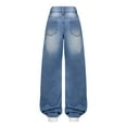 thumbnail image 5 of HCPDER Baggy Pants For Girls Girl Clothes Size 7-8 Girls Jeans Cargo Pants Baggy Wide Leg High Elastic Waistband Kids Straight Denim Pant With Pockets Youth 7-8 Years, 5 of 8