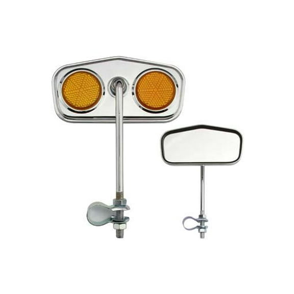 Alta Diamond Pentagon Bicycle Mirror Steel Bicycle Chrome , Reflectors Multiple Colors. (Amber)