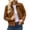 B-Khaki, variant on HomeDM Faux Suede Jacket for Women Long Sleeve Collared Zip Up Cropped Coat Casual Fall Winter Outerwear