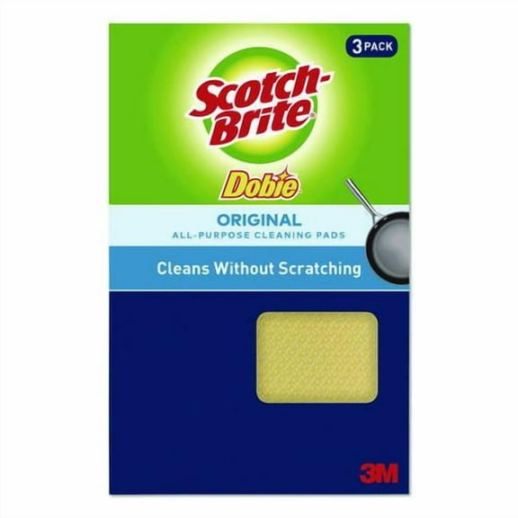 Dobie All-Purpose Cleaning Pad, 4.3 x 2.6, 0.5" Thick, Yellow, 3/Pack, 8 Packs/Carton | Bundle of 2