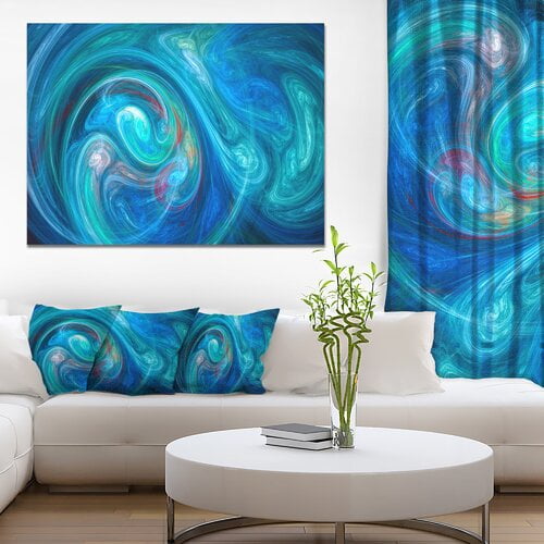 Designart 'Dark Blue Fractal Abstract Texture ' Oversized Abstract Canvas Wall Art