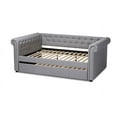 thumbnail image 3 of Baxton Studio Modern Contemporary Solid Wood/MDF Upholstered Queen Daybed with Trundle Gray, 3 of 10