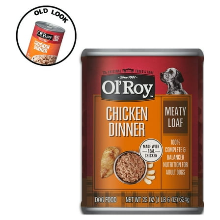 (3 pack) Ol' Roy Savory Loaf with Chicken Meaty Pate, Wet Dog Food, 22 oz Can